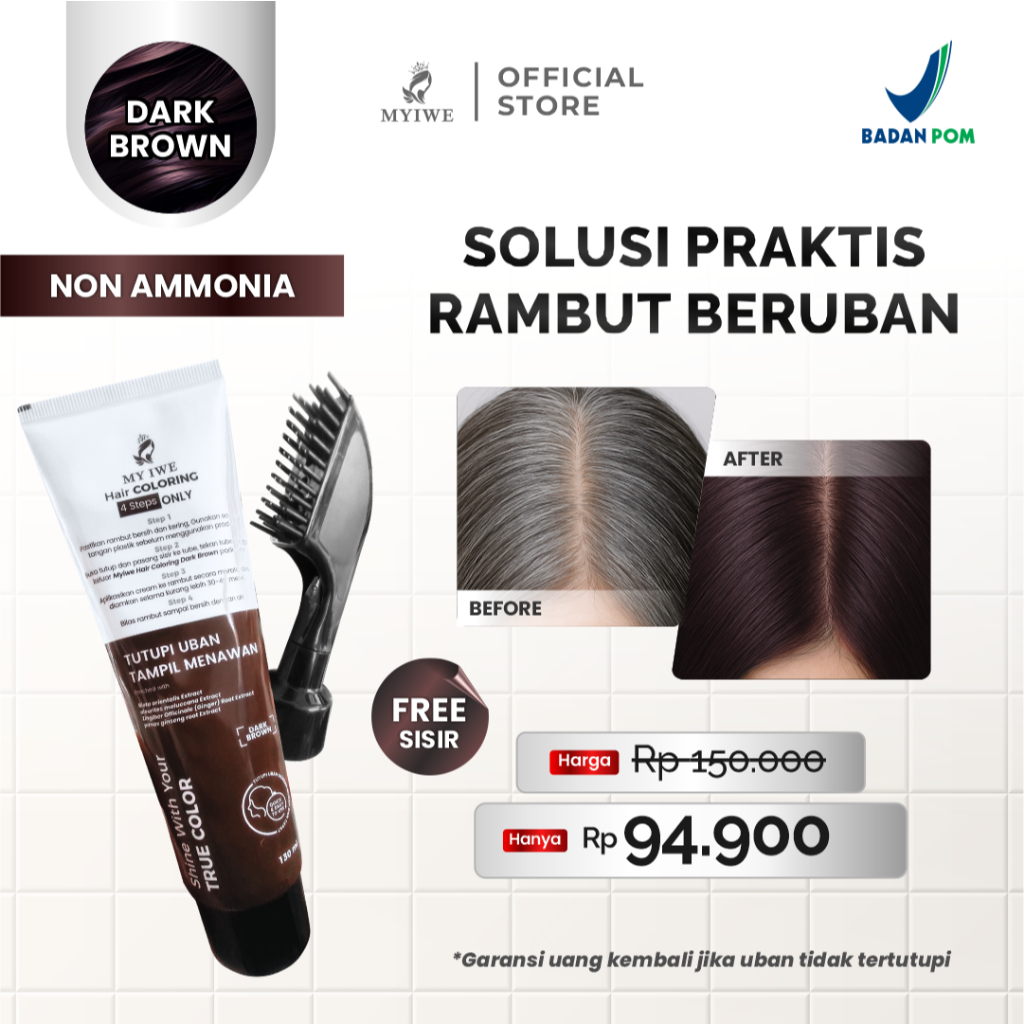 MyIwe Hair Coloring Shampoo Penghitam Rambut Uban Penghilang Uban Pewarna Rambut Uban Dengan Sisir