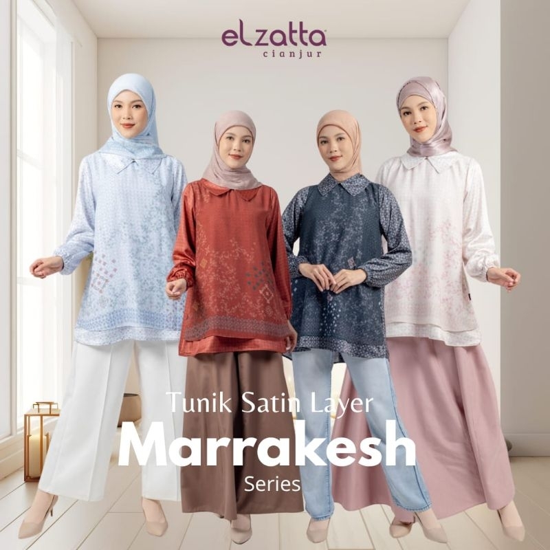 ELZATTA TUNIK ELZATTA DAUKY TUNIK SATIN LAYER MARRAKESH BAHAN SATIN SILK PREMIUM ELZATA ATASAN ELZAT