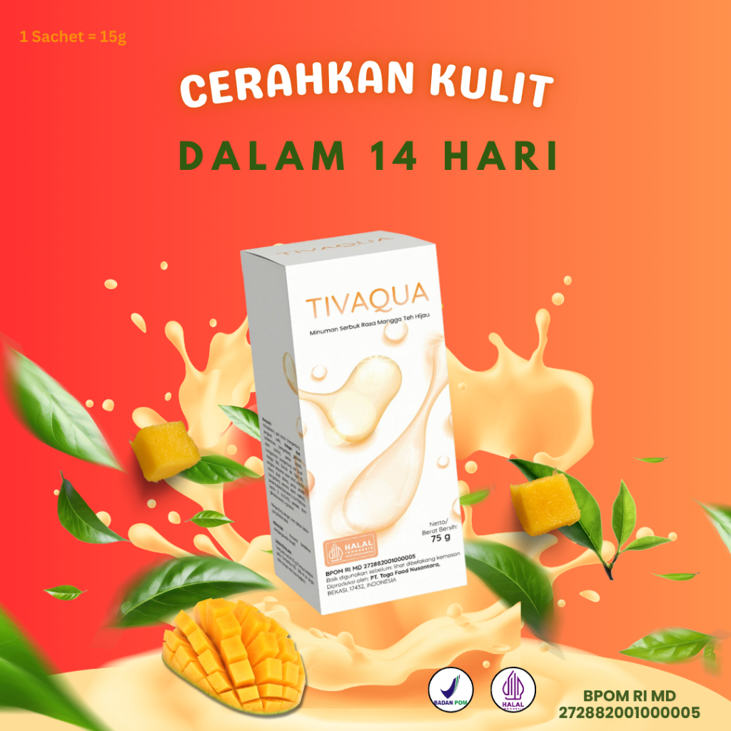 [4 Box] Tivaqua Collagen Drink Bantu Cerahkan Kulit - L-Gluitation & Glikosida Steviol - Bpom