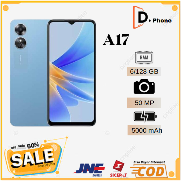 HP OPPO A17 RAM 8/256GB FREE GIFT (ADA BONUS) FULLSET GARANSI 1 TAHUN NEW BISA COD