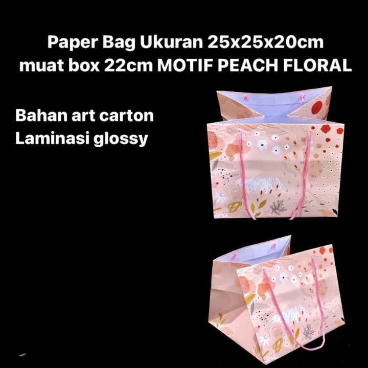 

Paperbag Motif Peach Floral Tas Hampers Laminasi Glossy 25x25x20cm