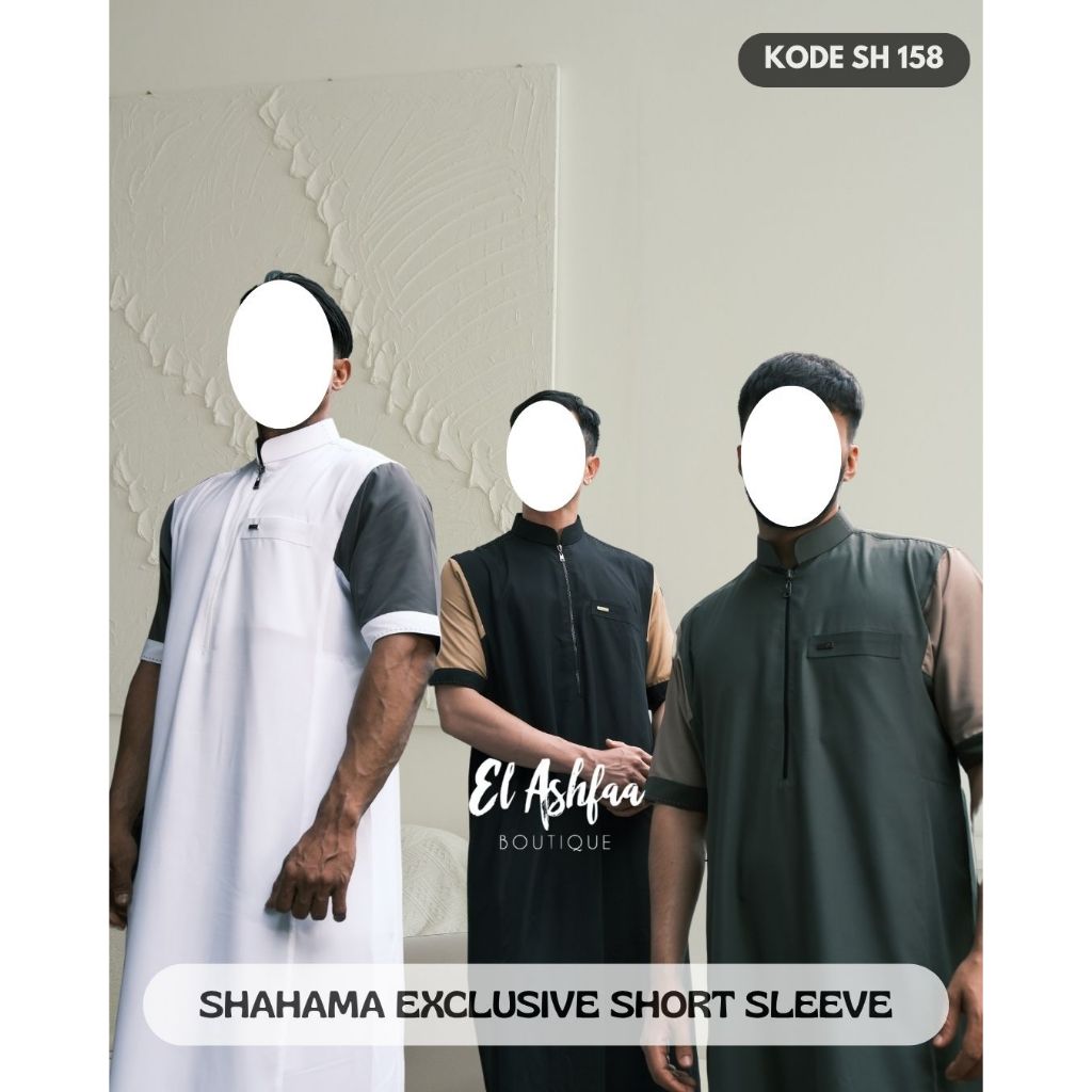 Jubah Saudi | Gamis Pria | Shahama Exclusive Short Sleeve SH 158 - El Ashfaa Boutique