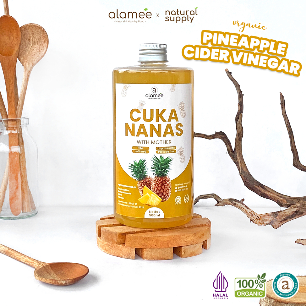 

ALAMEE Cuka Nanas Original Pineapple Cider Vinegar With Mother Organik Asli 500ml