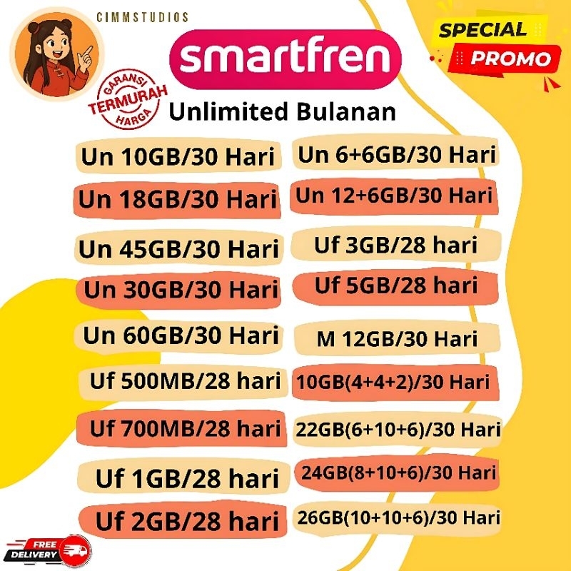 Paket Data Smartfren Unlimited Bulanan Murah | Cimmstudios