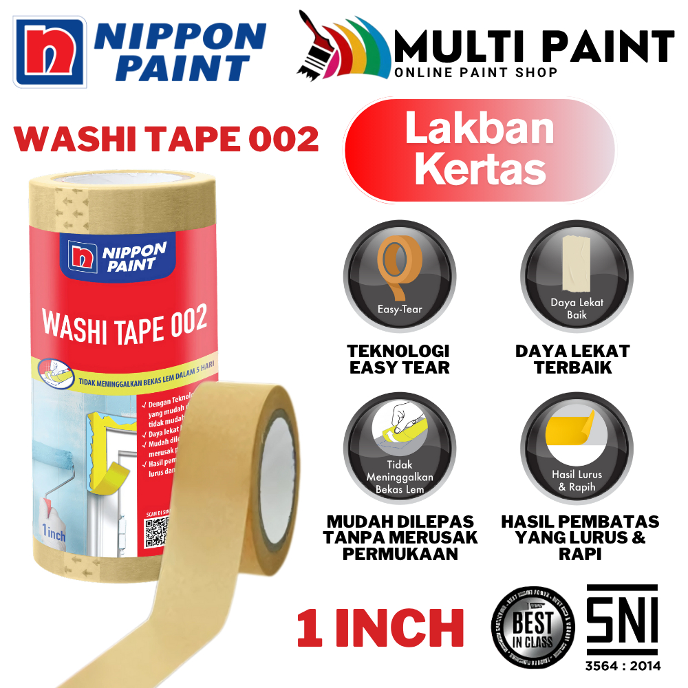 

NIPPON PAINT LAKBAN KERTAS WASHI TAPE 002 SOLASI KERTAS NIPPON 1 INCH LAKBAN KERTAS 1 INCH