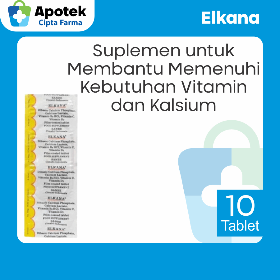 Elkana Tablet Elkana Kalsium Calsium Vitamin A Vitamin B1 Vitamin B2 Vitamin B3 Vitamin B6 Vitamin B