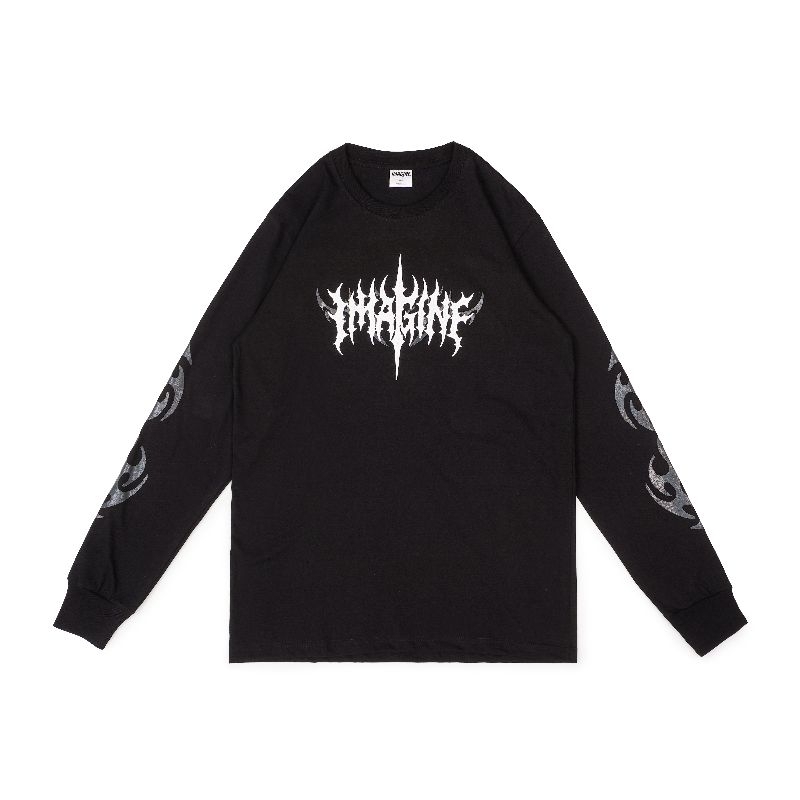 Imagineco Kaos Lengan Panjang Longsleeve Hitam Unisex Regular Fit Cotton 24s "Addison"