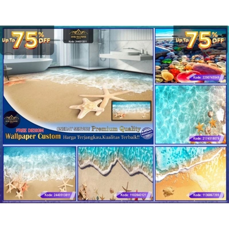 Stiker Lantai Custom 3D | Tema Bawah Laut | Untuk Lantai Dan Dinding