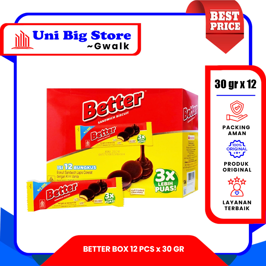 

ROMA BETTER SANDWICH BISCUIT VANILLA CREAM BOX - (30 gr x 12 pcs)