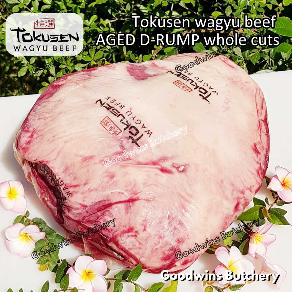 

Wagyu beef TOKUSEN RUMP WHOLE CUT marbling MBS-5 aged-frozen D-RUMP