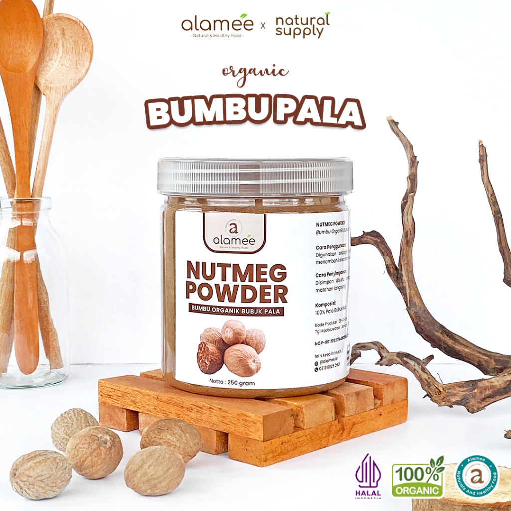 

ALAMEE Pala Bubuk Nutmeg Seasoning Powder Rempah Murni Asli Organik Bumbu Masak Dapur Masakan Instan
