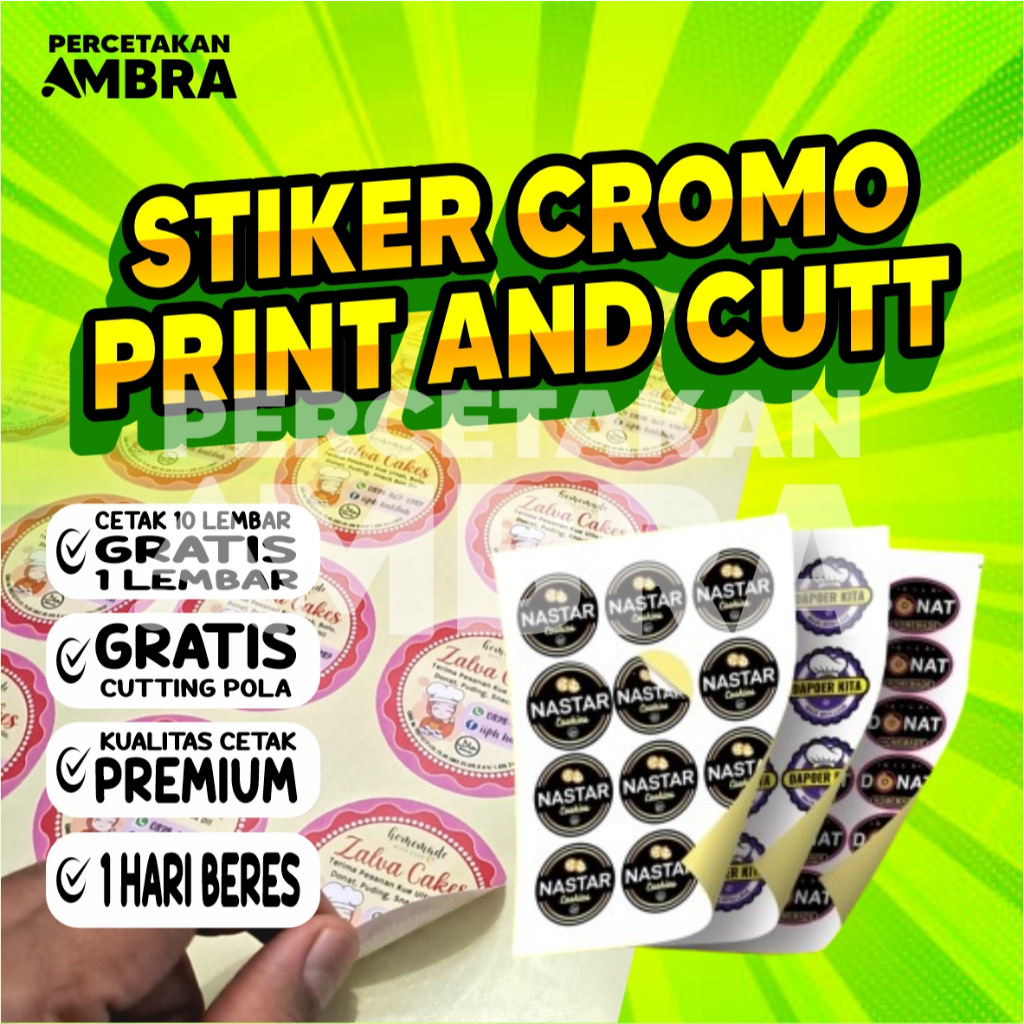

Cetak Stiker Chromo Cut A3+ Murah INSTAN SEHARI JADI / Stiker Label Kemasan Makanan Minuman Murah
