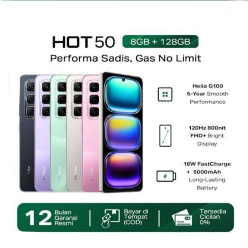 HP INFINIX HOT 50 8/128 GB - INFINIX HOT 50 RAM 8GB ROM 128GB RESMI