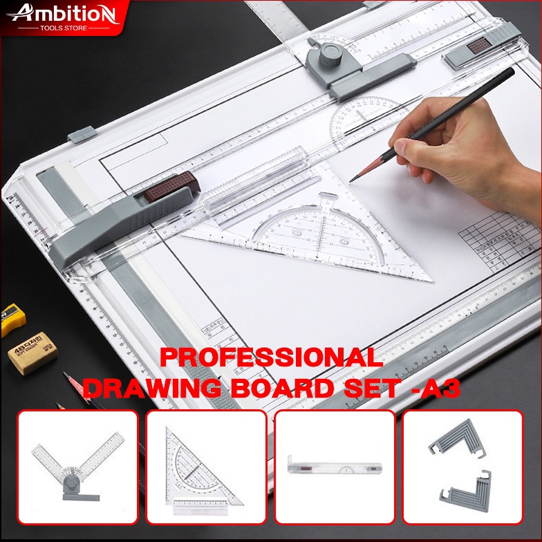 

KODE P94L A3 Professional Drawing Board Terpercaya Meja Gambar Arsitek A3 Free Rotrin Isograph Rapido Promo
