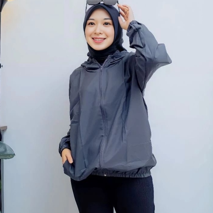 KODE M56T Jaket Parasut Wanita Olahraga Jogging Lari Waterproof ADS
