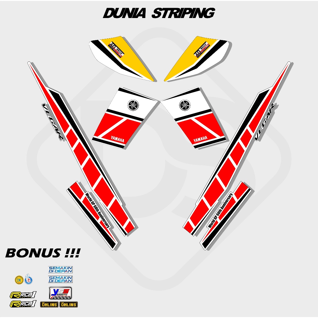 STRIPING STICKER STOCK DECAL STIKER YAMAHA VEGA R NEW TAHUN 2006-2009 / LESS VEGA R World GP 60th An