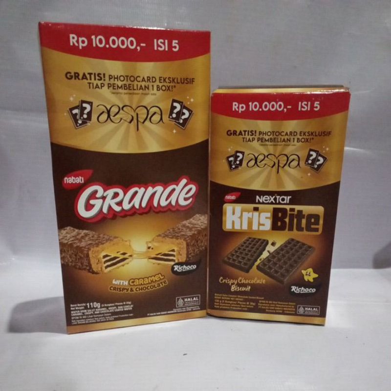 

Nabati Grande x Aespa Isi 5 pcs dan Nabati kris bite isi 5 pcs (Free Photocard K-Pop Exclusive)
