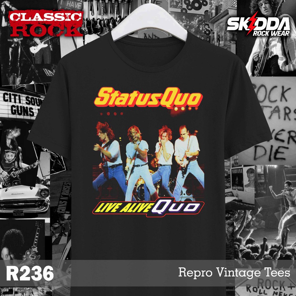 Kaos Repro Vintage Band 70s 80s 90s Status Quo - Premium Black NSA 24s - S-3XL