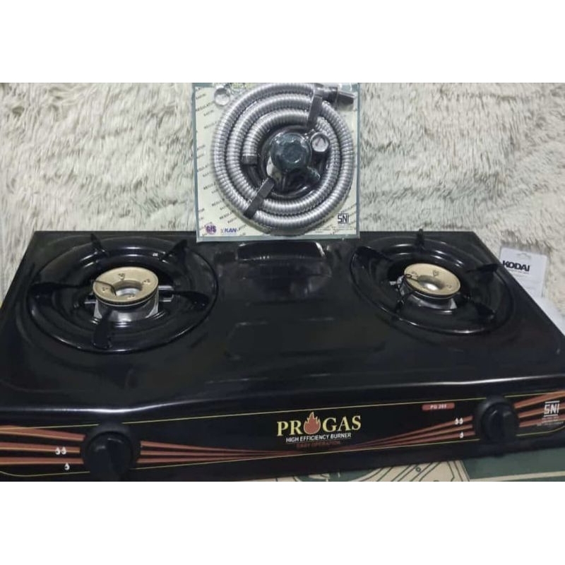 Kompor gas dua tungku merk progas pg269Harga rp 192.000Kompor selang kazuki rp 252. 000Barang baru