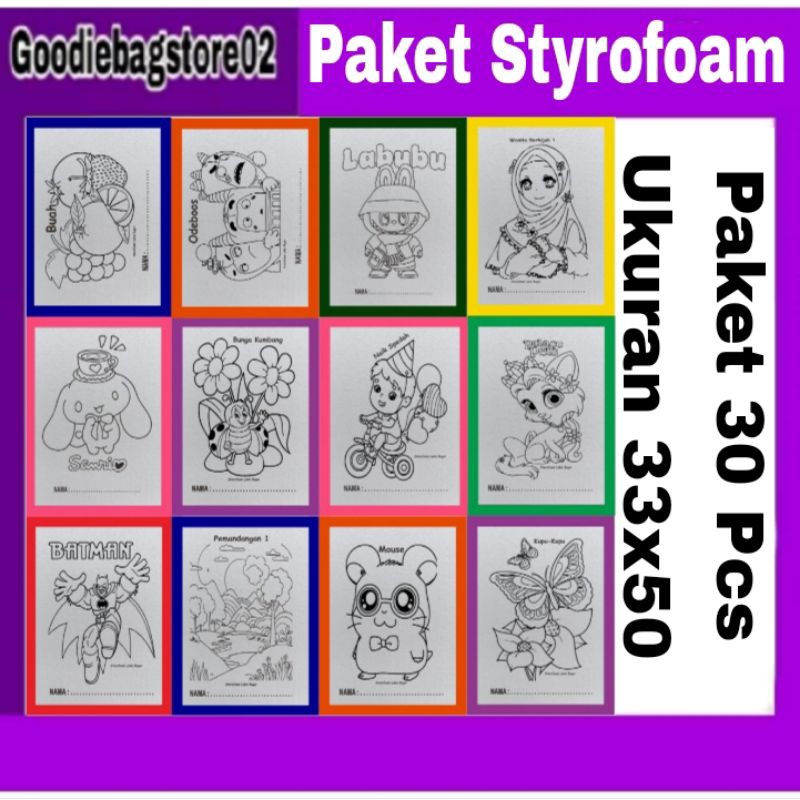 

(30 pcs) Paket Styrofoam Lukis Gabus Mewarnai 33x50 cm
