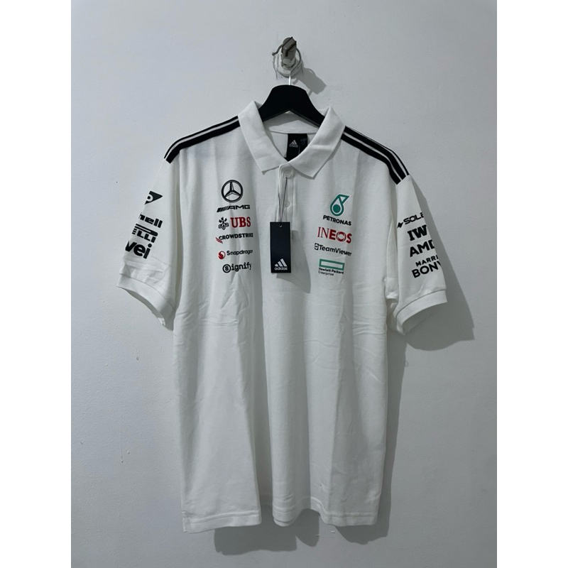 Baju Kerah Tim Formula 1 Mercedes-AMG F1 Adidas 2025 Team Polo Jersey Cotton Pique BNWT Size XL