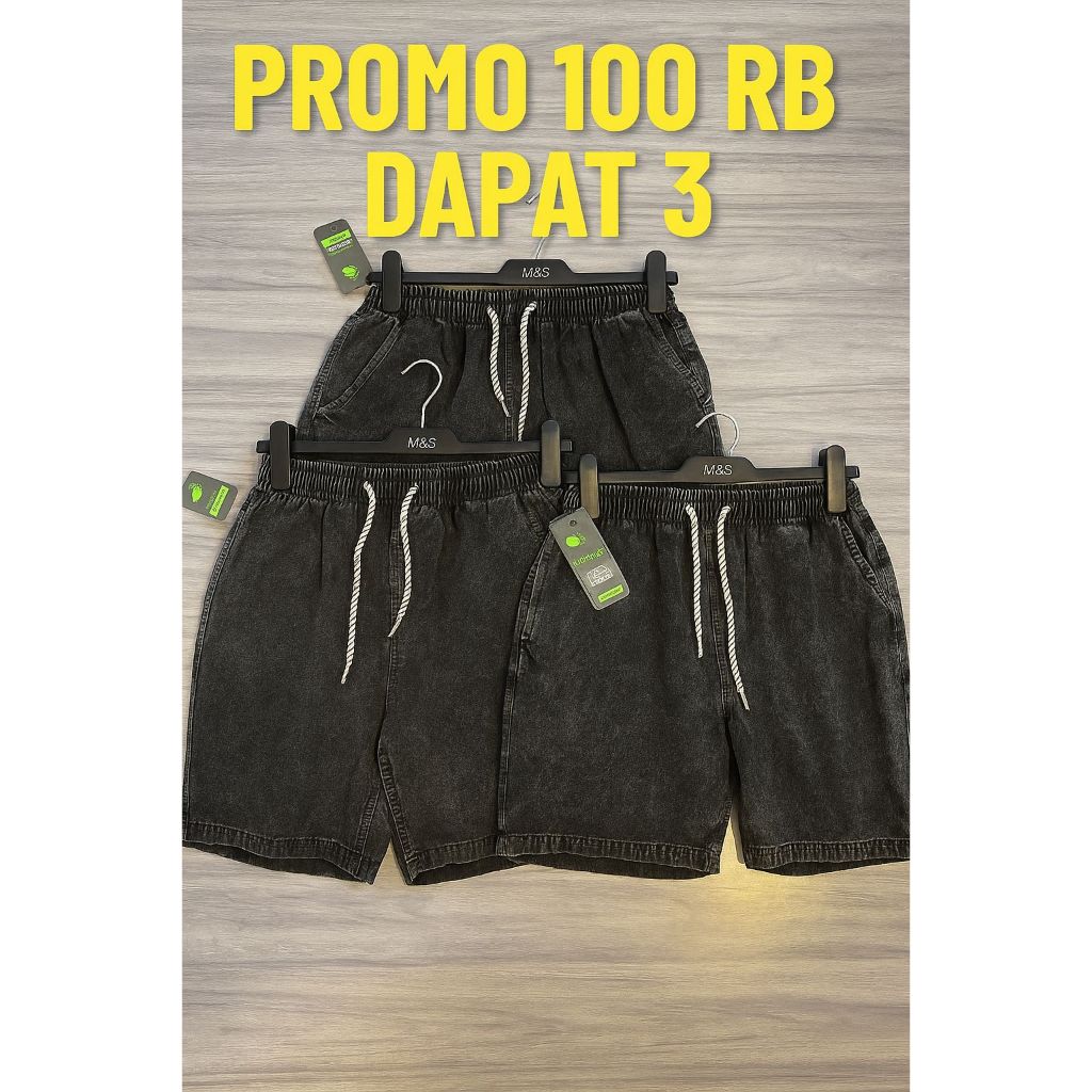 PROMOOO  100 RB DAPAT 3 PCS Celana Pendek Jeans Pria Jumbo/ Broadshort Celana Pendek Pria Pinggang K