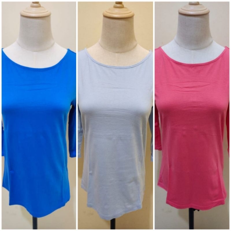 Atasan Kaos Polos Wanita Lengan 3/4