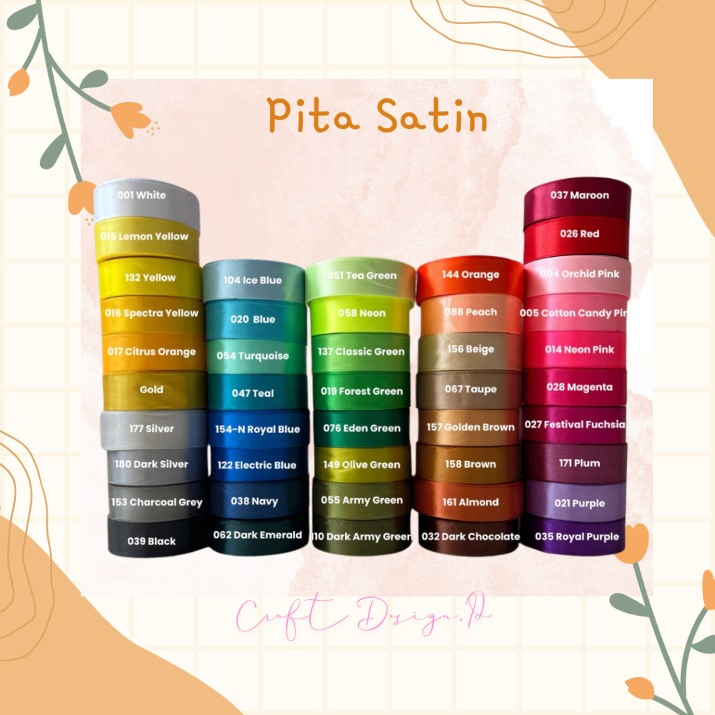 

Pita Satin Polos Kain Warna-warni Ukuran 2cm/2,5cm,4cm