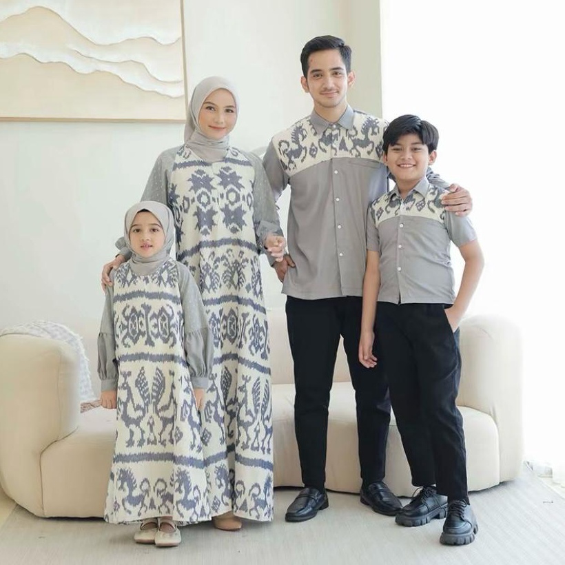 KODE F48O Sarimbit Calista  Tenun Motif Sumba Original Set Couple Keluarga Couple Keluarga Sarimbit 