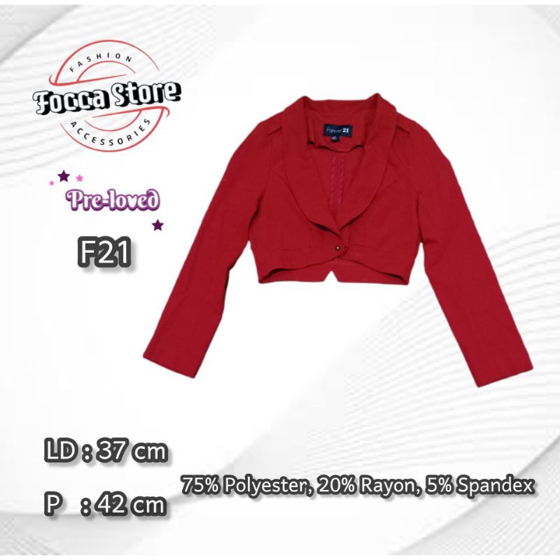F21 crop blazer merah