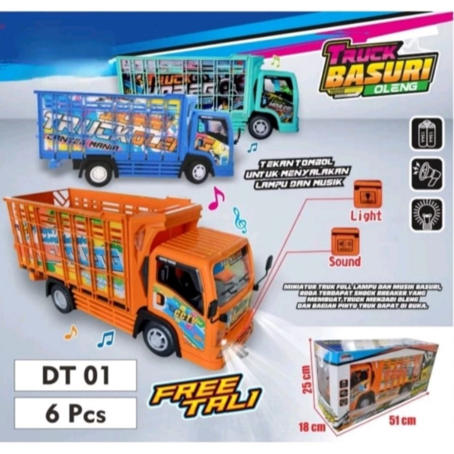 MAINAN ANAK MOBIL BUS TRUCK BASURI LAMPU TELOLET OLENG JUMBO DAN MUSIK