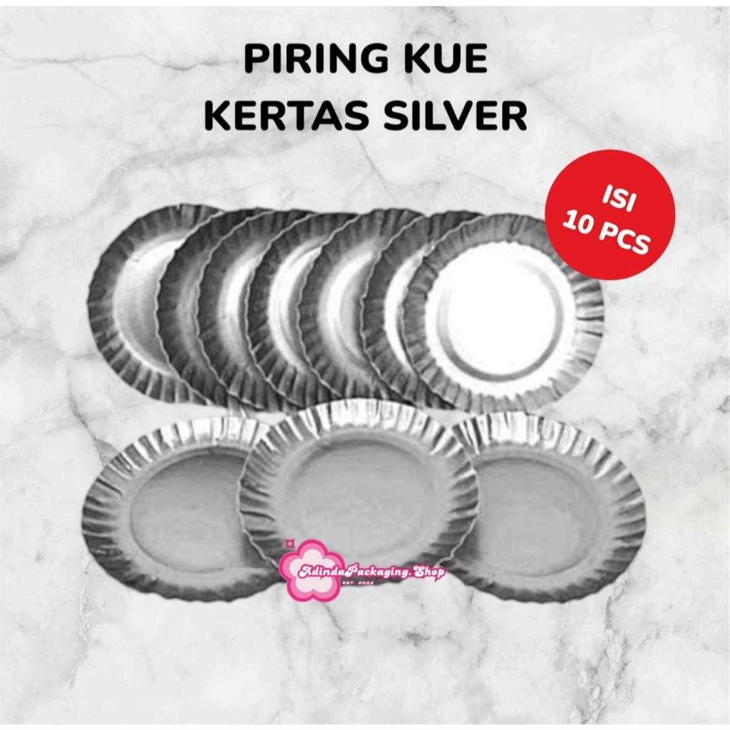 PIRING KUE TART ISI 10 PCS | PIRING KUE KERTAS SILVER | PIRING KERTAS TART | PIRING ULANG TAHUN | PI