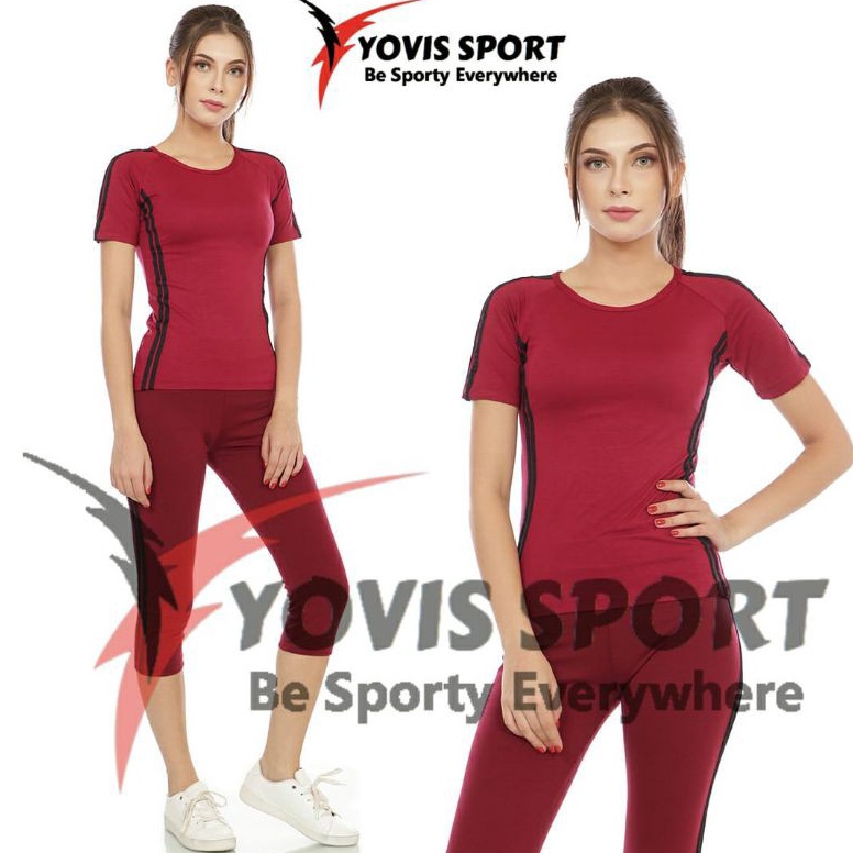 KODE E24U Setelan Senam Pendek 34 YOVIS Sport  Atasan Pendek  Celana Das 34