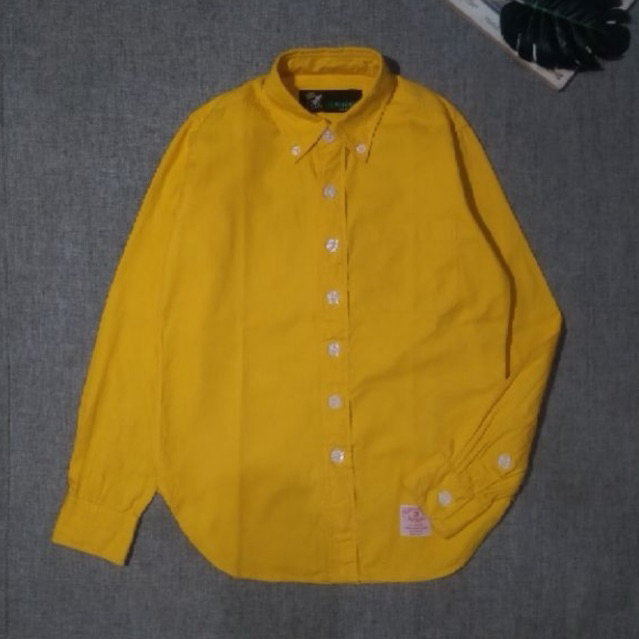 Kemeja Lengan Panjang Pria Kuning Mustard