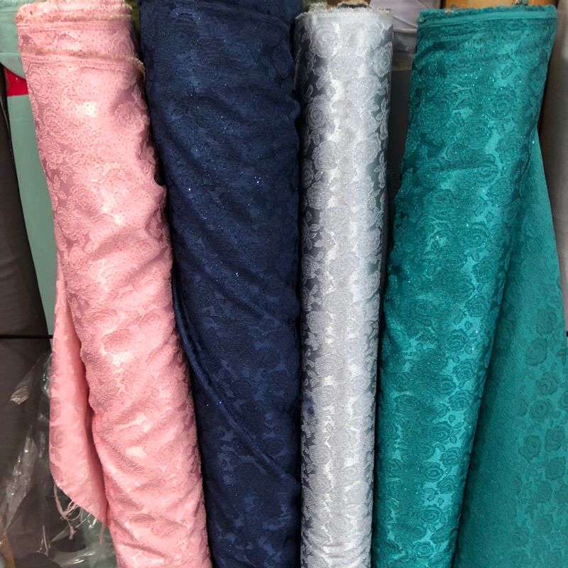 kain jaguard silk embos motif - kain jaguard silk embos motif bunga - kain jaguard  motif premium dp