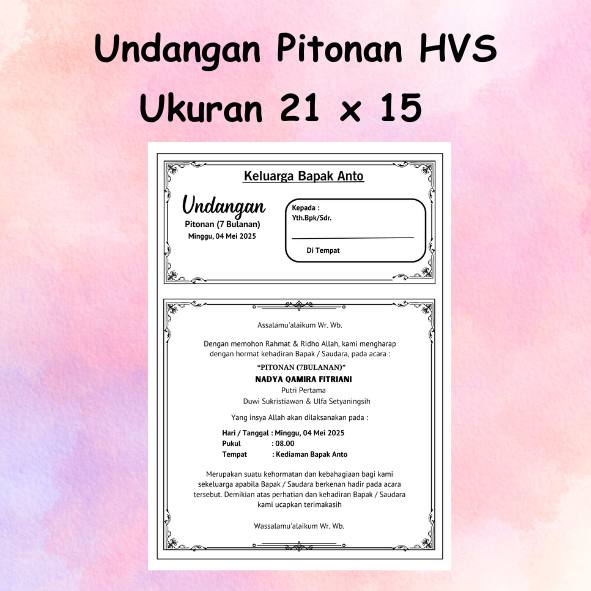 UNDANGAN TEDAK SITEN HVS