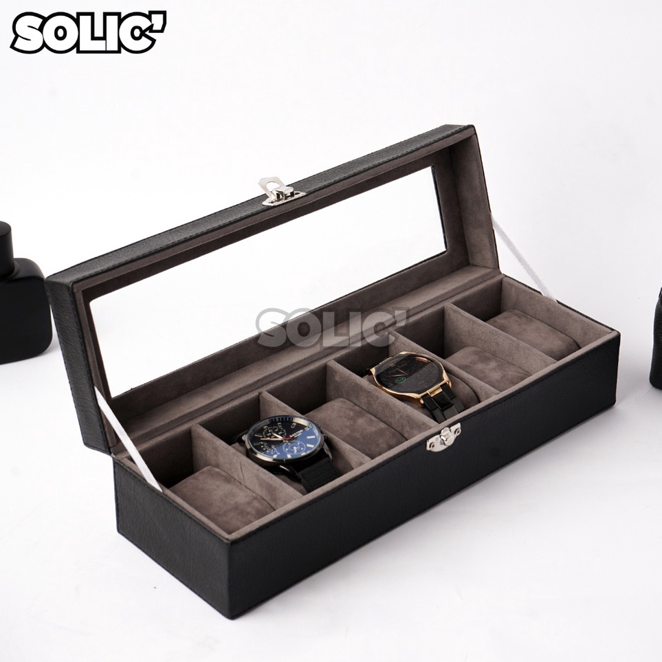 KODE V96X Tempat Kotak Jam Tangan Isi 6  Watch Box 6 Slot Grey Premium