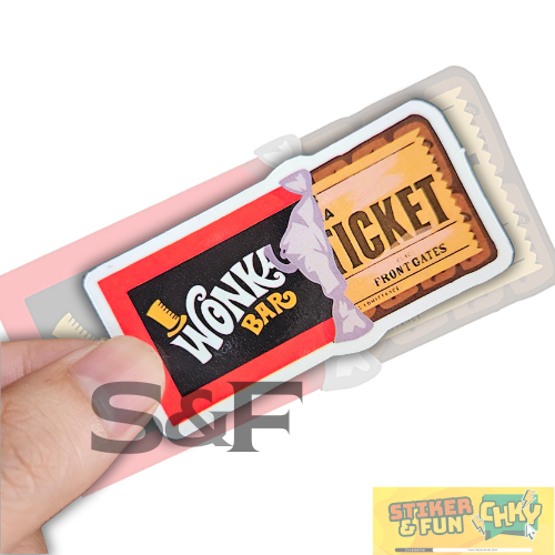 

Stiker Sticker Vinyl Laminasi GOLDEN TICKET WILLY WONKA BAR