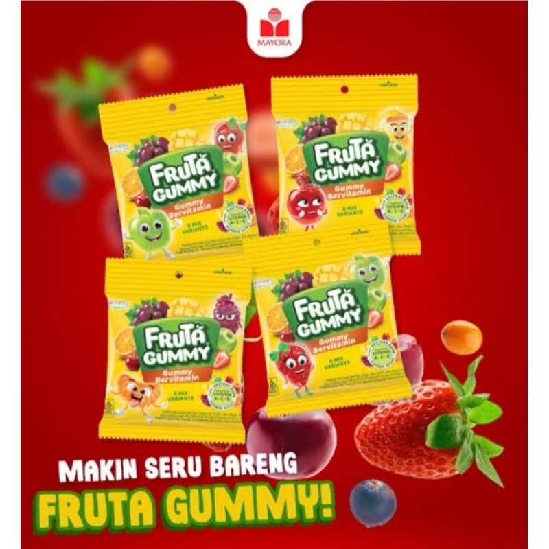 

Fruta Gummy Permen Gummy Bervitamin Mix Variant | 1Sachet | 1box 10x20gr