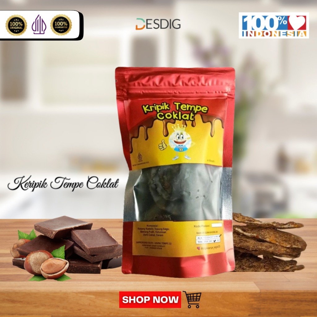 

Keripik Tempe Coklat/ Cemilan Kripik Tempe Rasa Cokelat