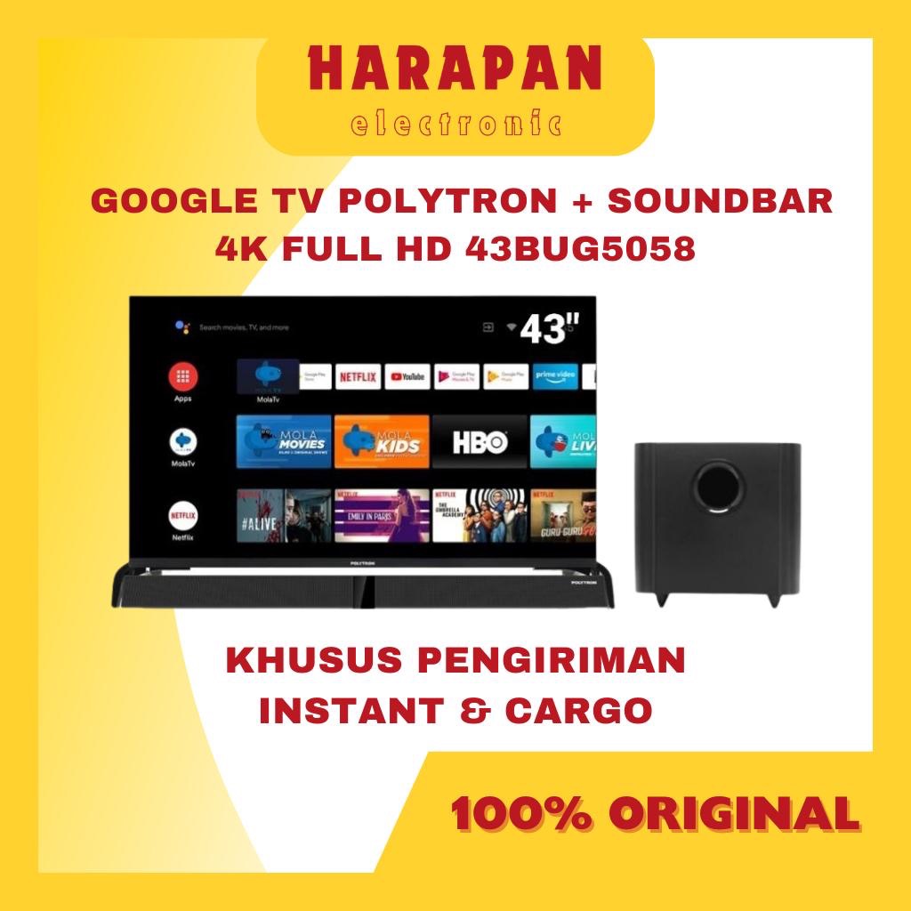 POLYTRON SMART ANDROID GOOGLE TV SOUNDBAR 43 INCH 43BG9058 FULL HD 4K 43BUG5058 / LED DIGITAL POLITR