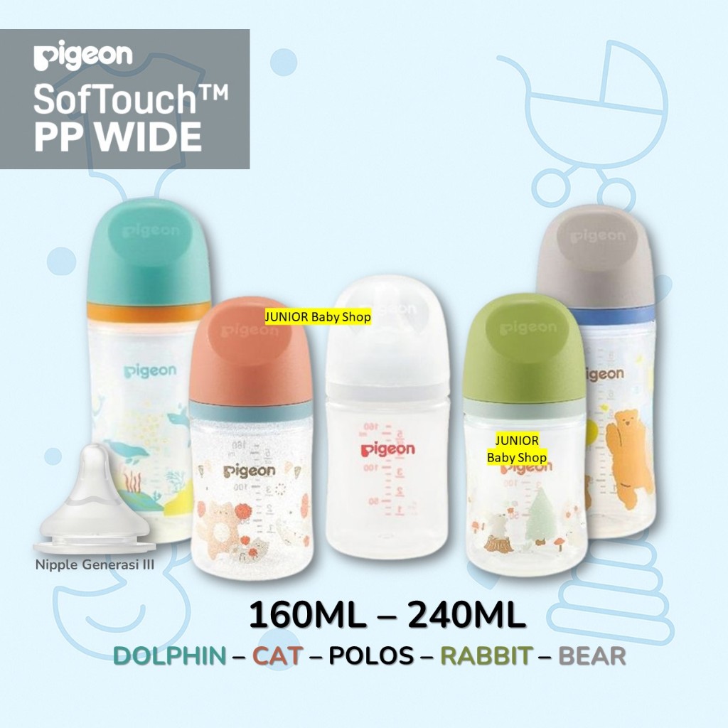 Botol Susu Pigeon Wide Neck Botol Generasi 3 160ml 240ml - Botol Susu Terbaru dan Terbaik