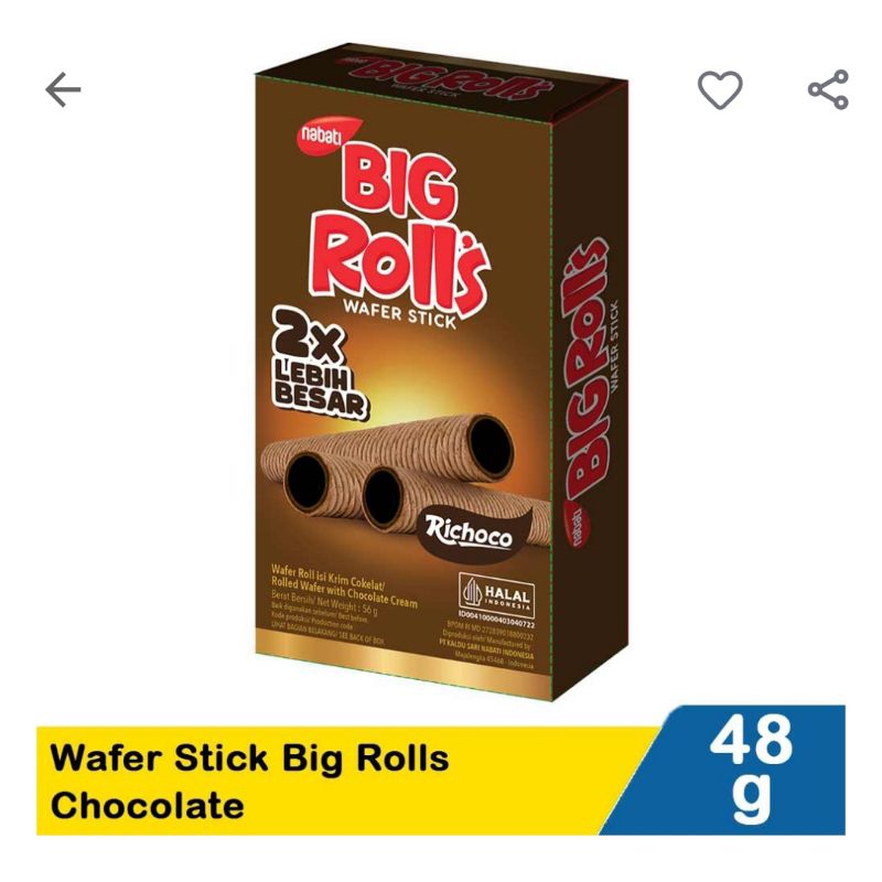 

Nabati Richoco wafer stik big rolls chocolate 48G