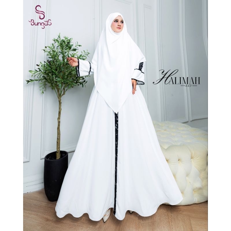 Gamis Umroh HALIMAH Set Khimar By BUNGAS Syari