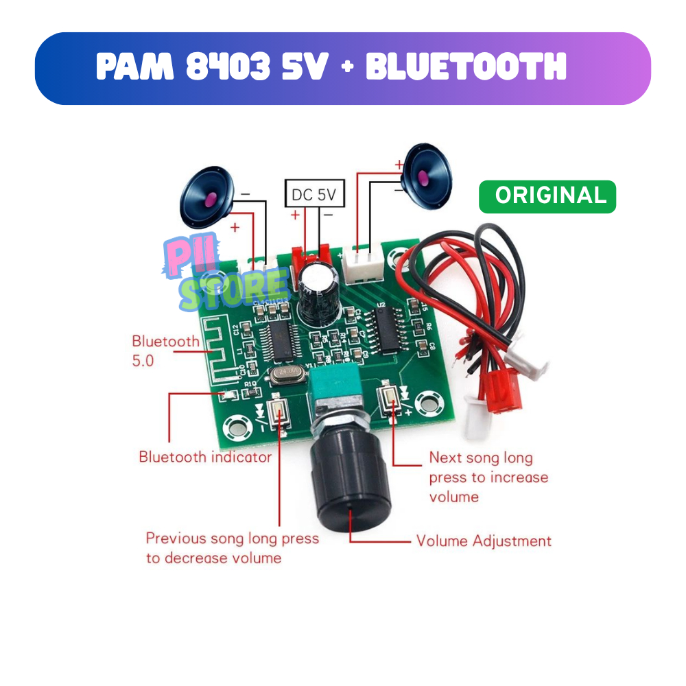 POWER AMPLI AMPLIFIER CLASS D STEREO 5.0 BLUETOOTH 2X5W 5V BISA UNTUK 2X3W PAM8403 PAM 8403 BLUETOOT