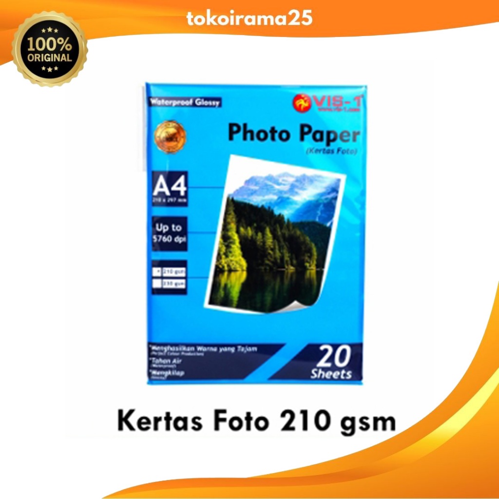 

Vis-1 Photo Paper A4 210gr (210 x 297 mm) / Kertas Foto