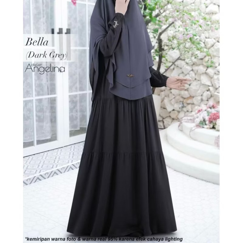 [SIAP KIRIM] BELLA DRESS EMBROIDERY DARK GREY SIZE XS BY ATELIER ANGELINA