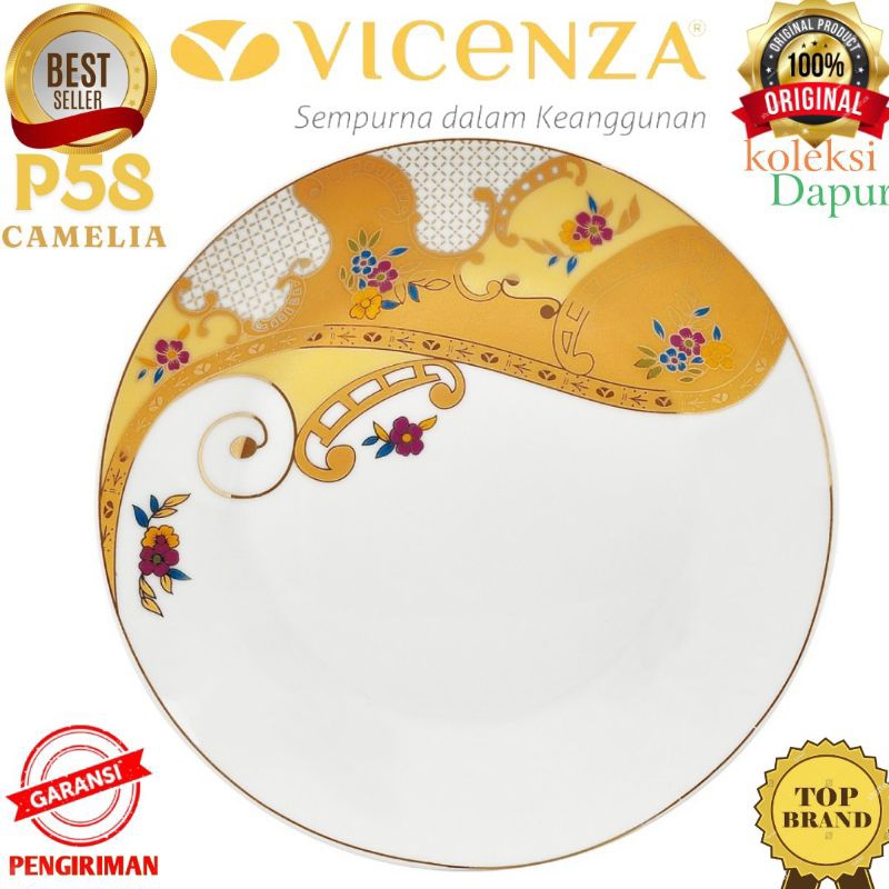 PIRING KECIL VICENZA P58 motif CAMELIA 6 buah Piring VICENZA, cocok sebagai piring camilan, piring k