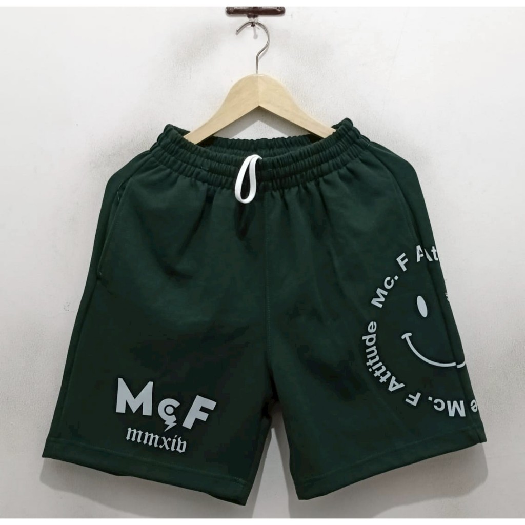 CELANA PENDEK SHORT PANTS SWEATPANTS MCF ATTITUDE SMILE DARK GREEN