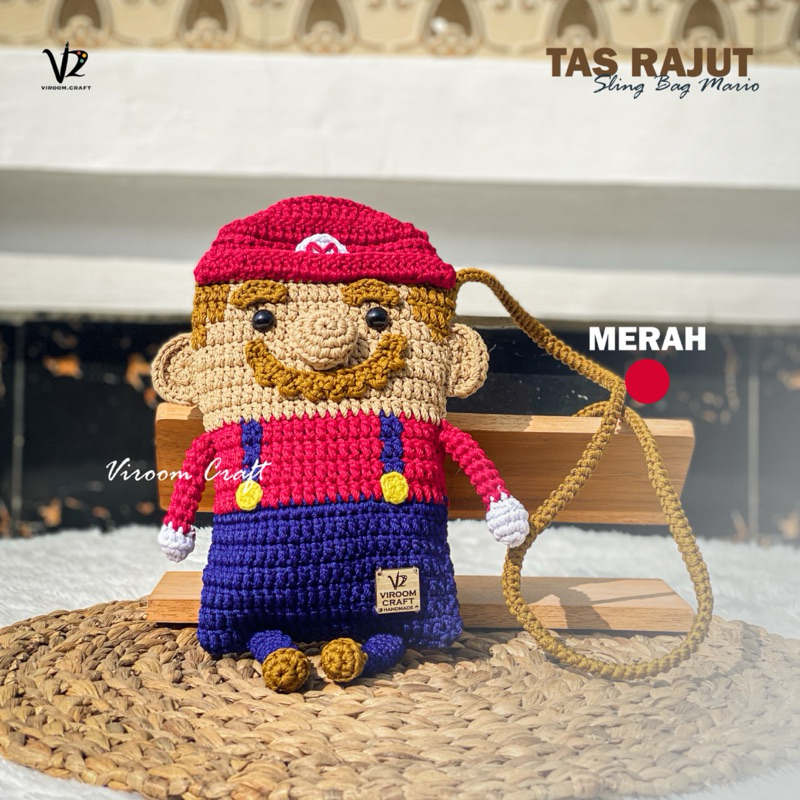 Slingbag Rajut Hp Karakter Mario Tas Rajut | Slingbag Hp | Tas Hp | Rajut Handmade | Tas HP Rajut | 